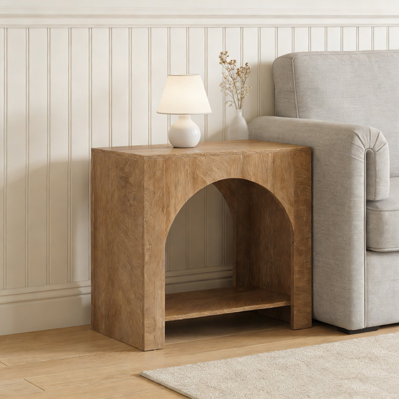 2-Tier Square Side Table with Storage Shelf