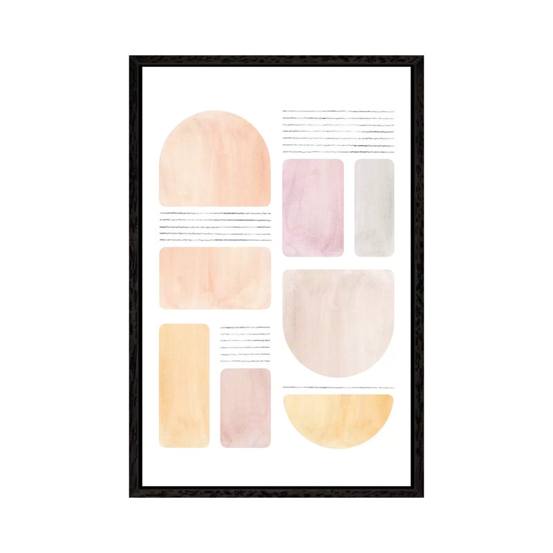 Abstract Geometric Shapes - Painting on Canvas, 66.04cm H x 45.72cm W x 3.81cm D, Black Framed
