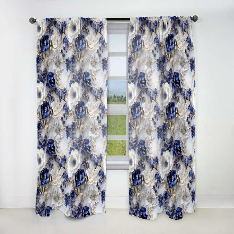 Victorian Opulence Marble Motif I - Rideau obscurcissant en marbre abstrait - 1 panneaux, L 52 po x L 120 po