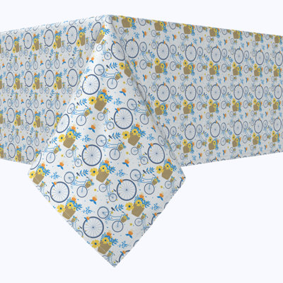 Rectangular Tablecloth, 100% Cotton, 52X104", Vintage Bikes & Floral Baskets