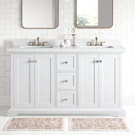 Amoreena 60'' Double Bathroom Vanity with Quartz Top