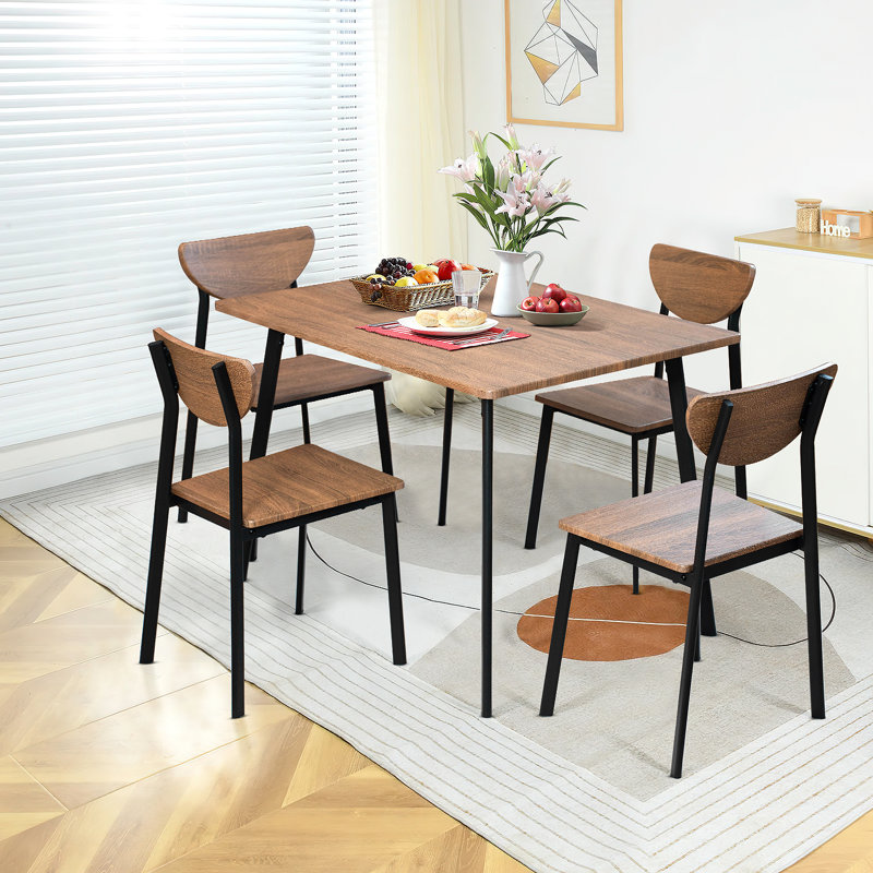 Jakarie 4 - Person Four Leg Dining Set, 5 - Piece Family Dining Set with 4 Chairs For Small Space, Kitchen, Home