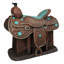 Figurine décorative de selle western, centre de table, similicuir travaillé, accents turquoise, 33 cm (L)