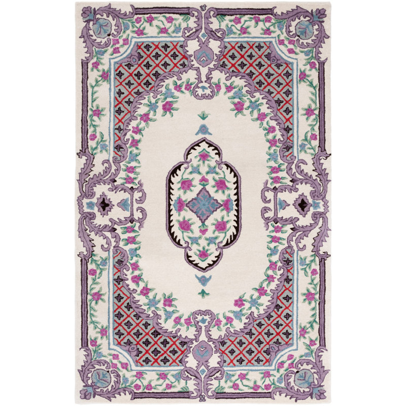 Daran Hand Tufted Wool Floral Rug, Rectangle 5' x 8'