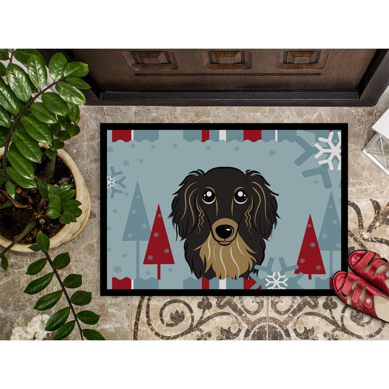 Tapis d'extérieur antidérapant Winter Holiday, Noir / brun clair, 1 pi 6 po x 2 pi 3 po