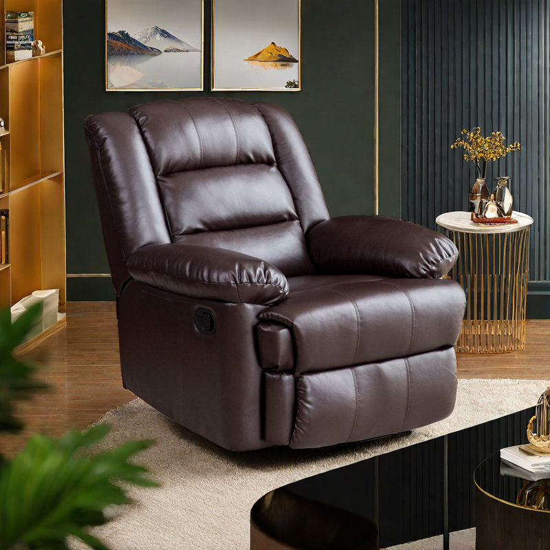 Fauteuil inclinable et pivotant Tazeem, Similicuir brun