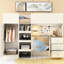 Beige Loft Wood Bed With Built-in Desk, Wardrobe And Storage - Design Full Size Storage, Wardrobe, Desk & Drawers In