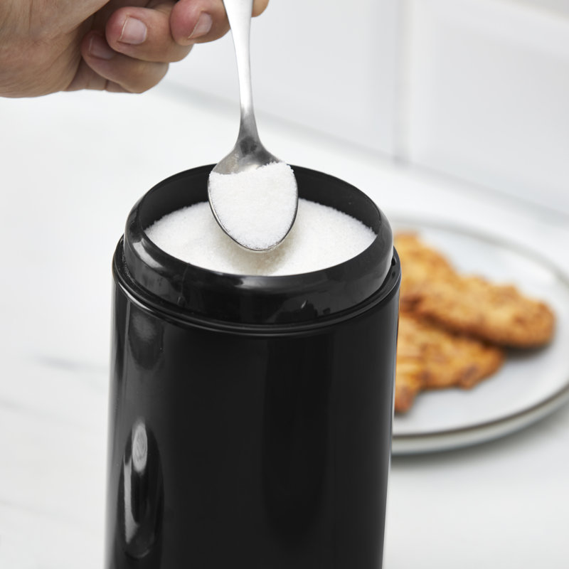 Swan Townhouse Set of 3 Kitchen Storage Canisters for Tea, Coffee, and Sugar with Pull Chrome Handles, Airtight Lids, Colour Coated Iron and Chrome Accents, 1.6L