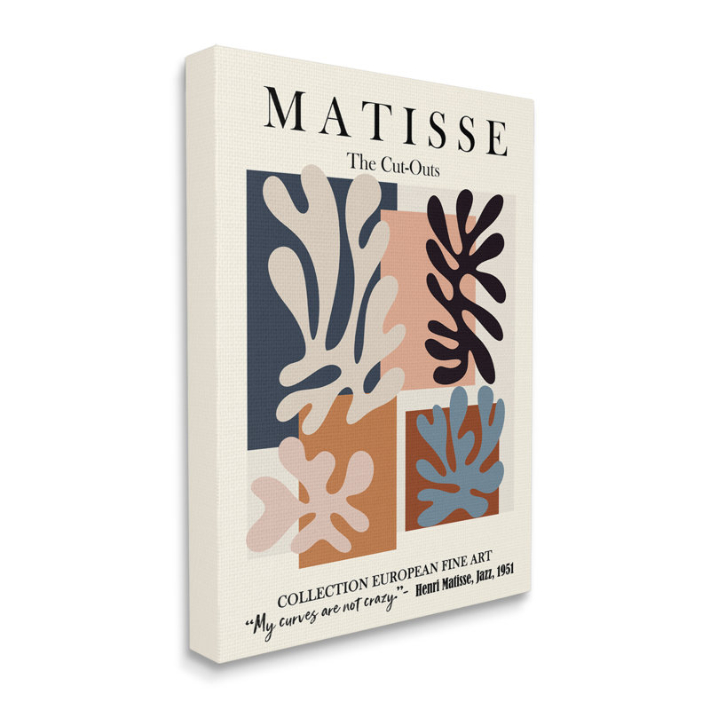 Matisse Traditional Jazz, formes abstraites découpées, Toile tendue, H 20 po x l 16 po
