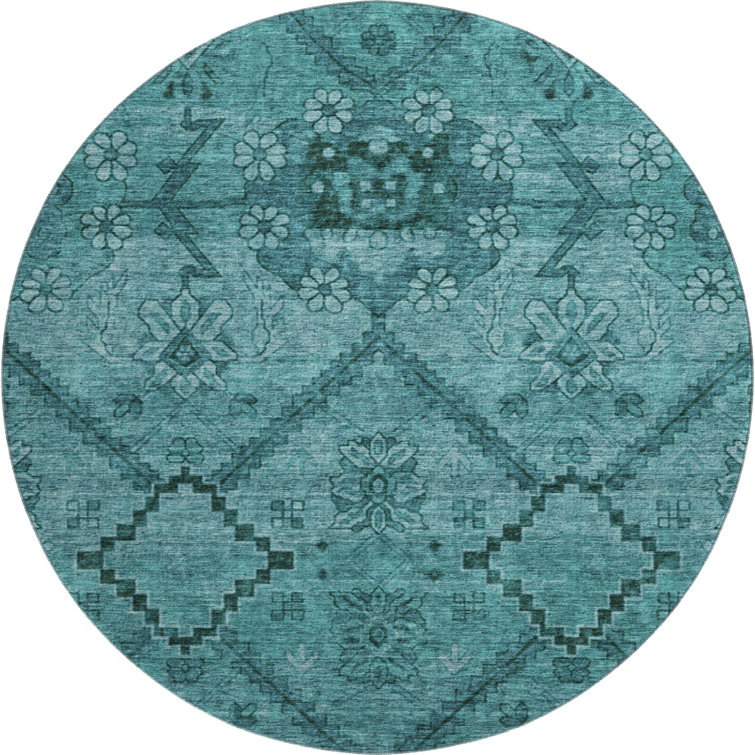 Premium Machine Washable Prisco Teal Rug