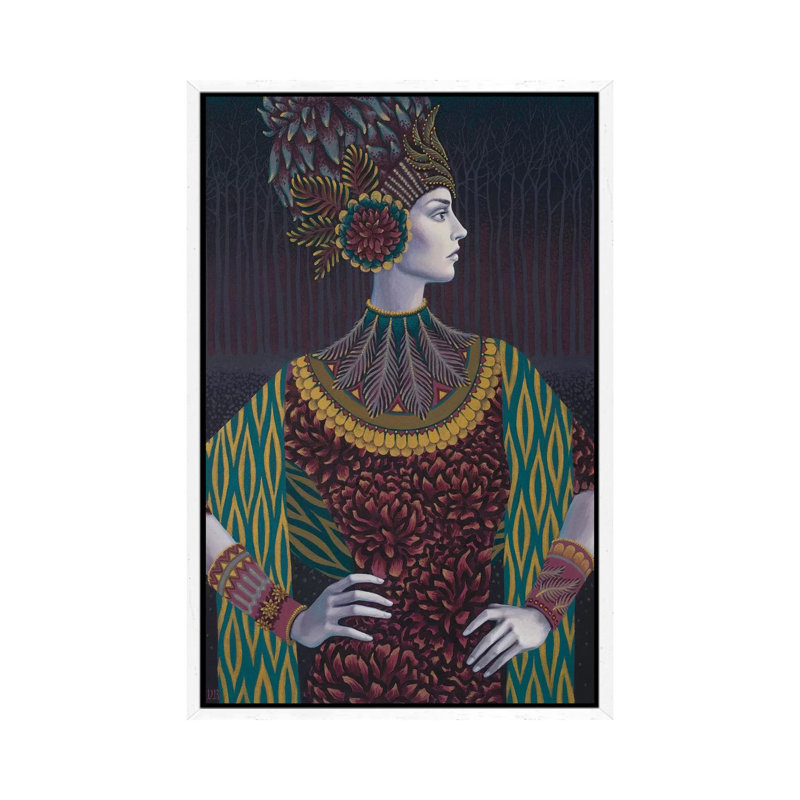 Devana by Vasilisa Romanenko - Painting on Canvas, 66.04cm H x 45.72cm W x 3.81cm D, White Framed