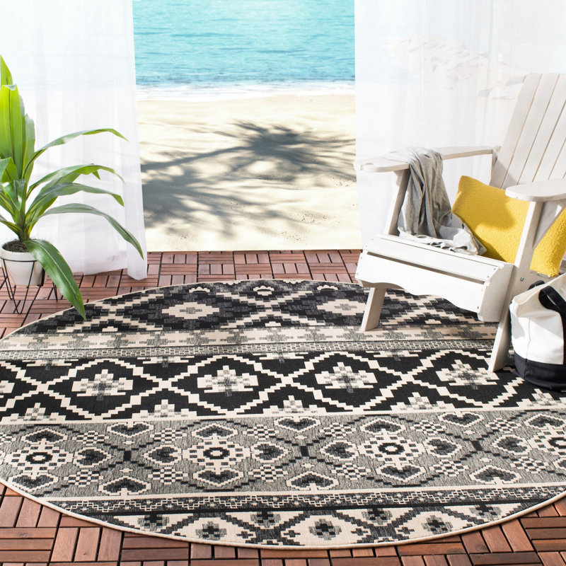 Tapis intérieur / extérieur Northpoint Veranda Southwestern, Rond 6 pi 7 po