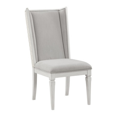 Ensemble de 2 chaises d'appoint Katia en lin gris clair et blanc vieilli