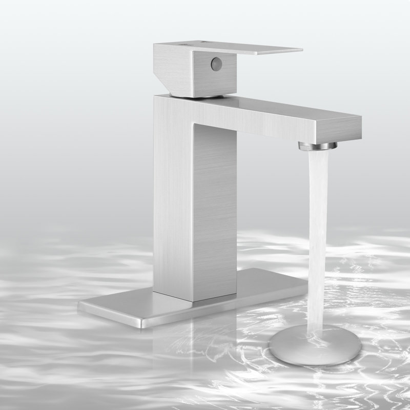 Single Hole Faucet Single-handle Bathroom Faucet with Drain Assembly, Brushed Nickel