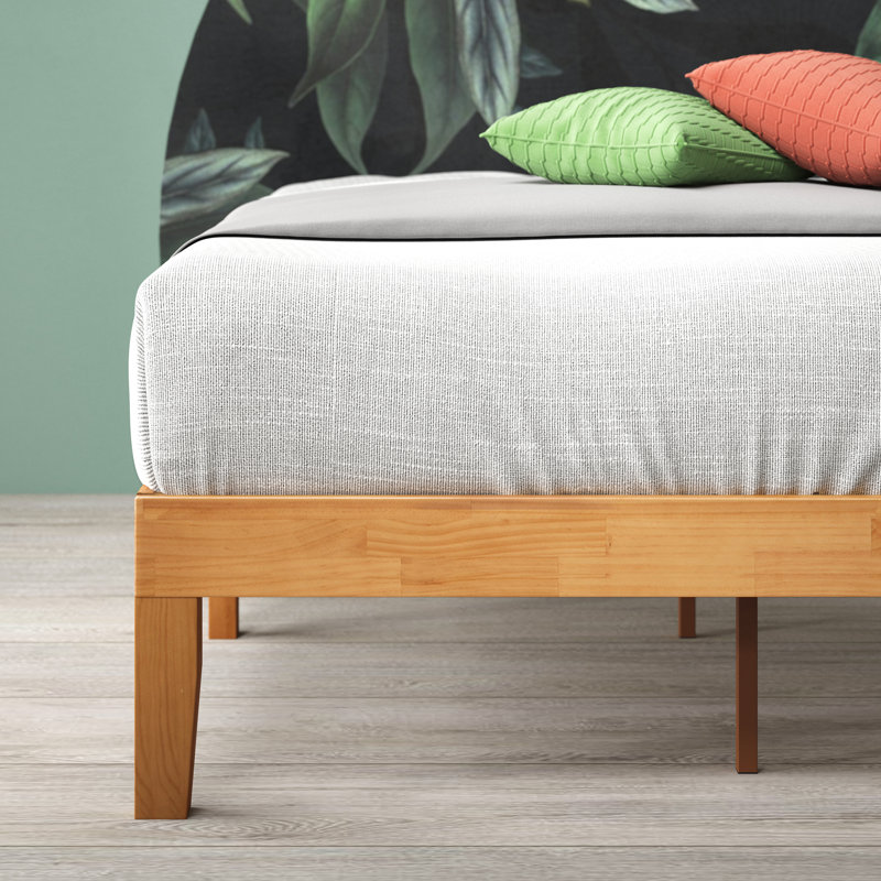 Jowita Wood Platform Bed Frame, Queen, Natural Brown