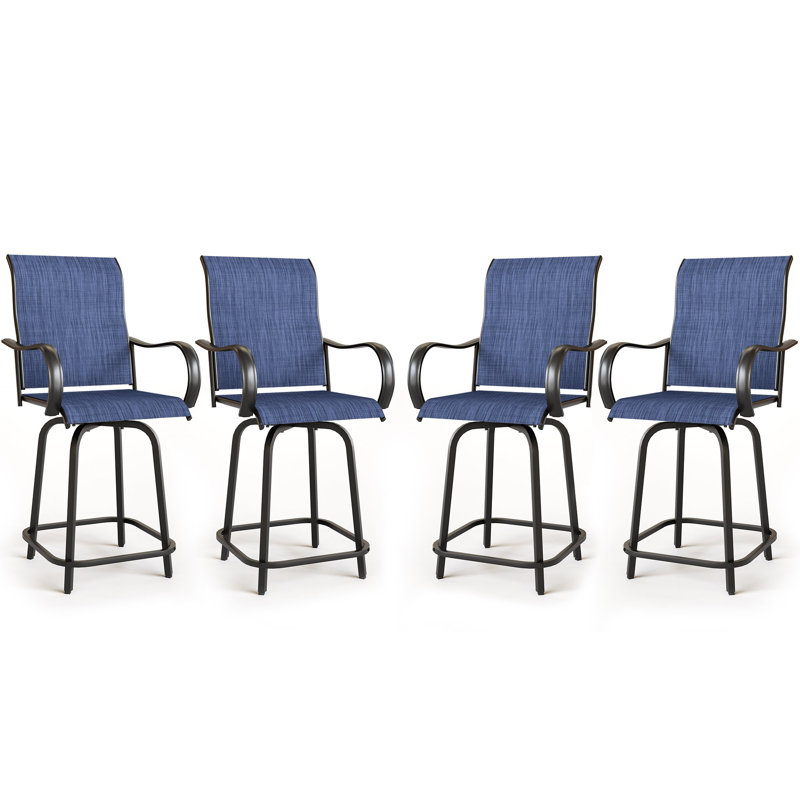 Tabourets de bar pivotants en polyester toutes saisons revêtus de PVC, 4, Bleu