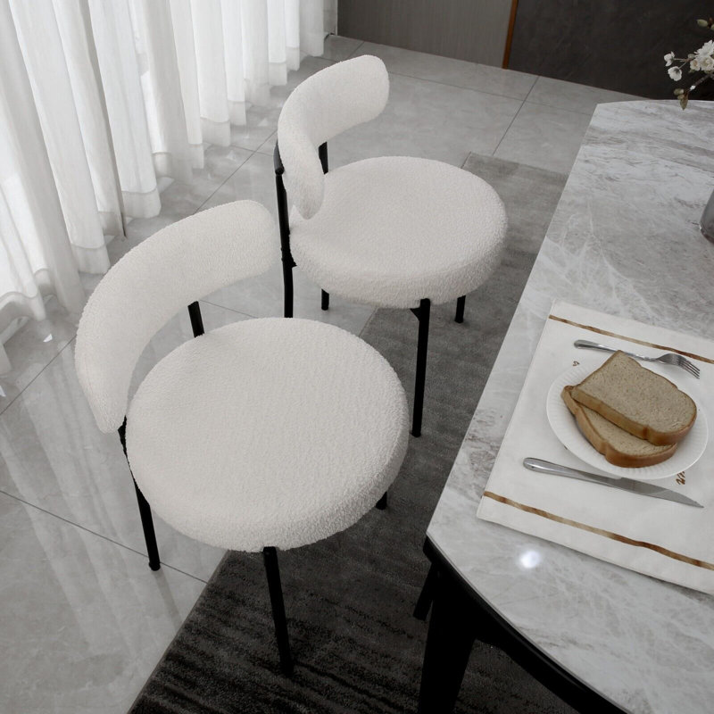 46cm H Wool Upholstered Side Chair in White