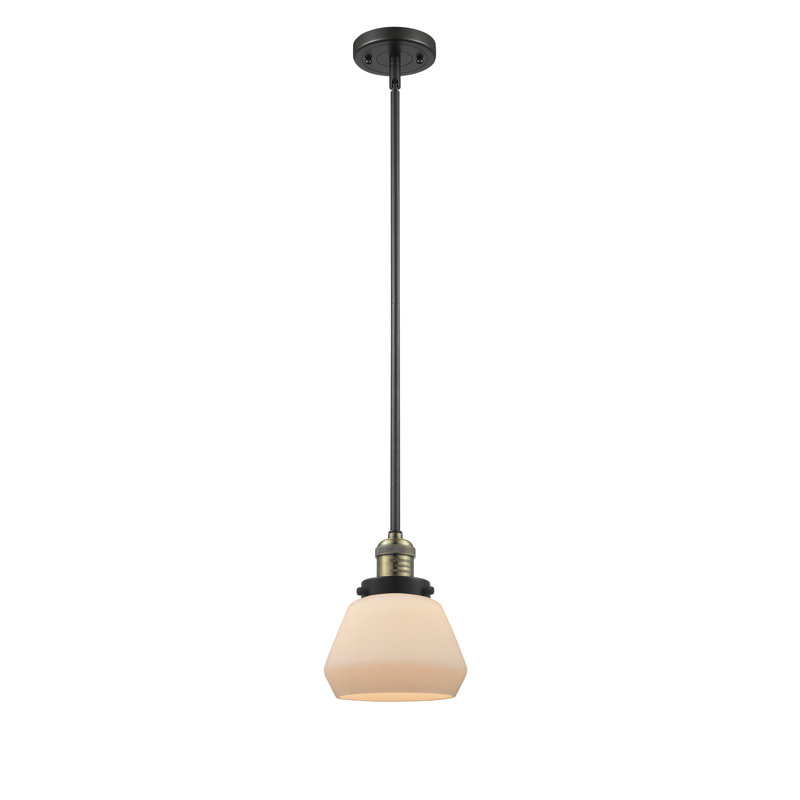 Luminaire suspendu en forme de cloche à 1 lumière Rivka, Laiton antique noir, Boîtier blanc mat, Ampoule non incluse