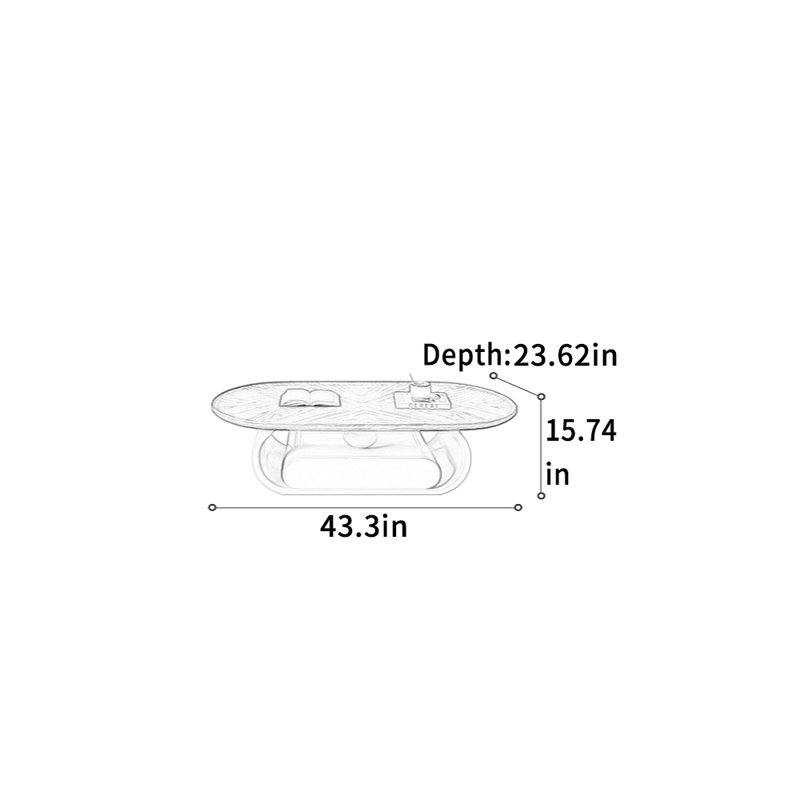 Table basse de plancher avec tiroirs, H 15,74 po x L 43,3 po x l 23,62 po