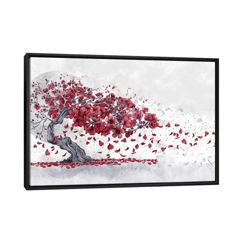 Fleur de cerisier - impression sur toile tendue, H 18 po x l 26 po x P 1,5 po, Toile avec cadre noir