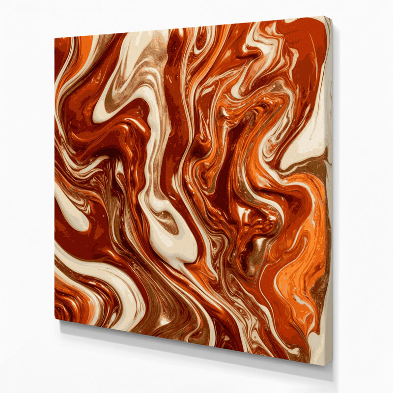 Abstrait art fluide sur toile rouge 22, H 12 po x l 12 po