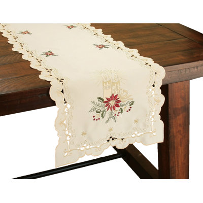 Chemin de table de noël nappe brodé golden lueur