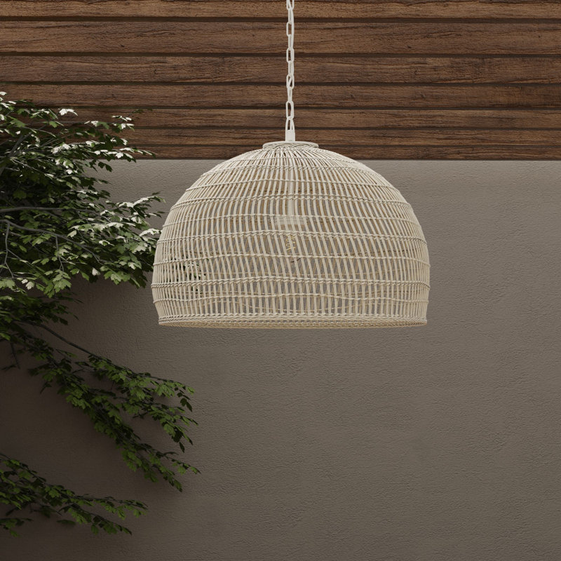 Aundra Brown 1 -Bulb Outdoor Pendant, 24" H x 30" W x 30" D, Antique White