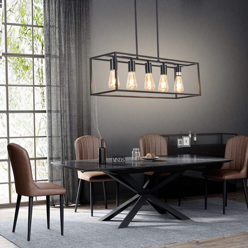 5 - Light Kitchen Island Pendant, Textured Black, Textured Black