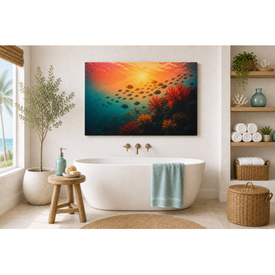 Tropical Fish Reef Wrapped Canvas Wall Art, Ocean Resort Escape Decor
