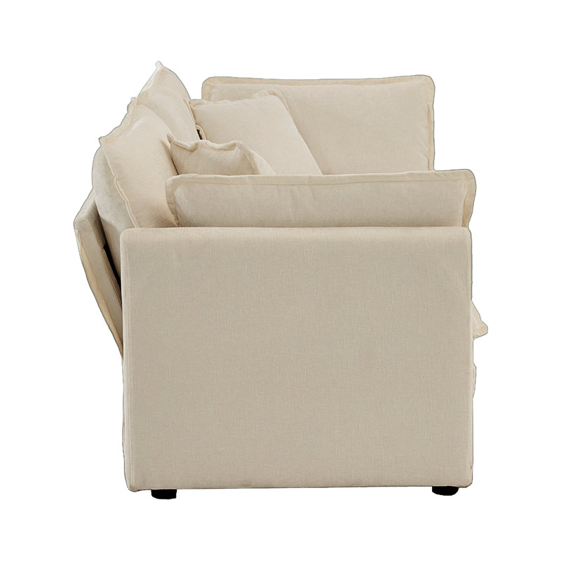 Chenille beige 2 pour le salon - Bois massif et revêtement respirant avec 4 coussins 2 coussins, fabrication, tissu haut de gamme, zone de confort