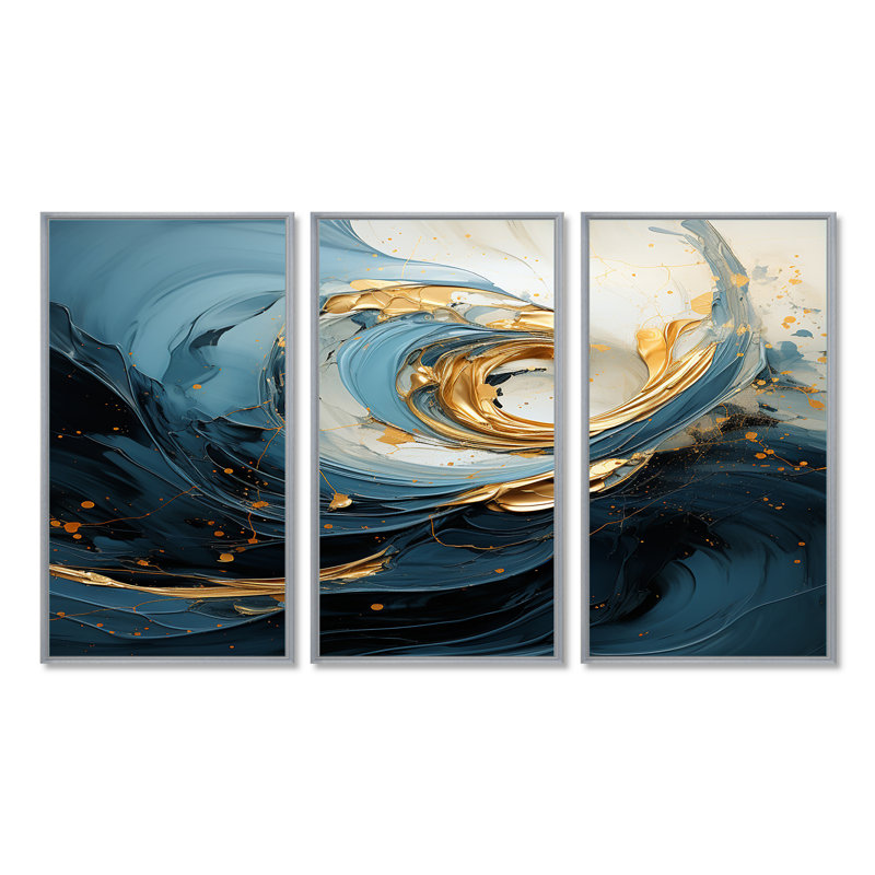 Ensemble de salon Golden Art, H 28 po x l 36 po x P 1 po, Encadrement argenté