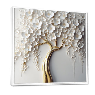 Orchidée blanche jardin de branches VII - impression florale murale grand arbre (sans texture)