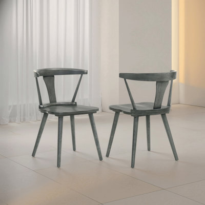[Set Of 2] Rustic Farmhouse Dining Chairs, Solid Wood Side Chairs