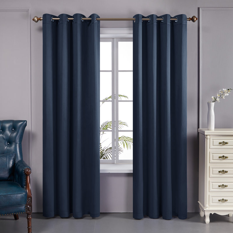 Bursaite 100 Percent Blackout Double Layers Lined Curtain Panel Pair, 52" W x 72" L, Light Purple