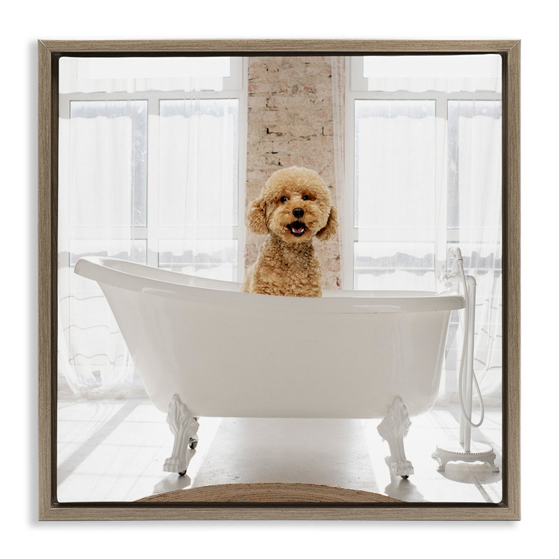 Cadre flottant Happy Puppy, par CAD Designs, Cadre flottant orme Montalcino, H 18 po x l 18 po
