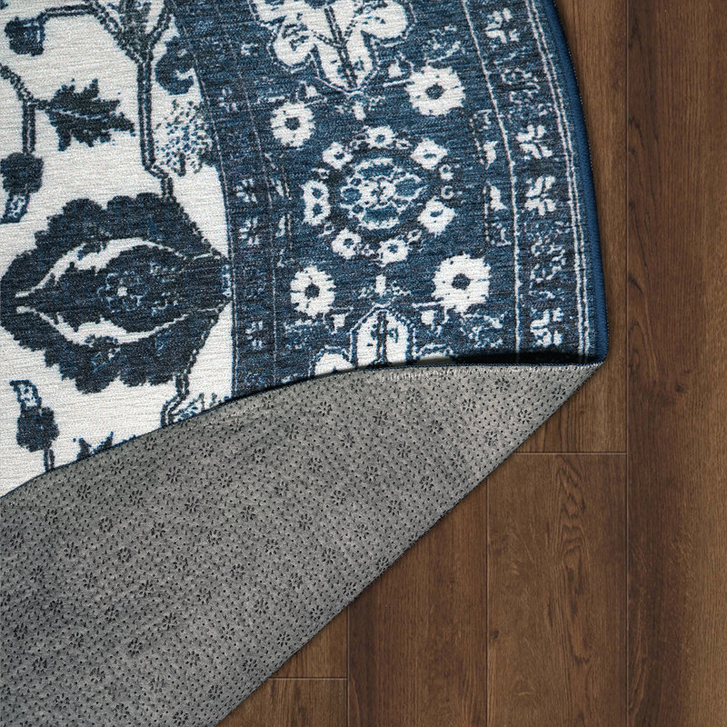 Ramage Blue Performance Flatweave Washable Oriental Indoor / Outdoor Rug