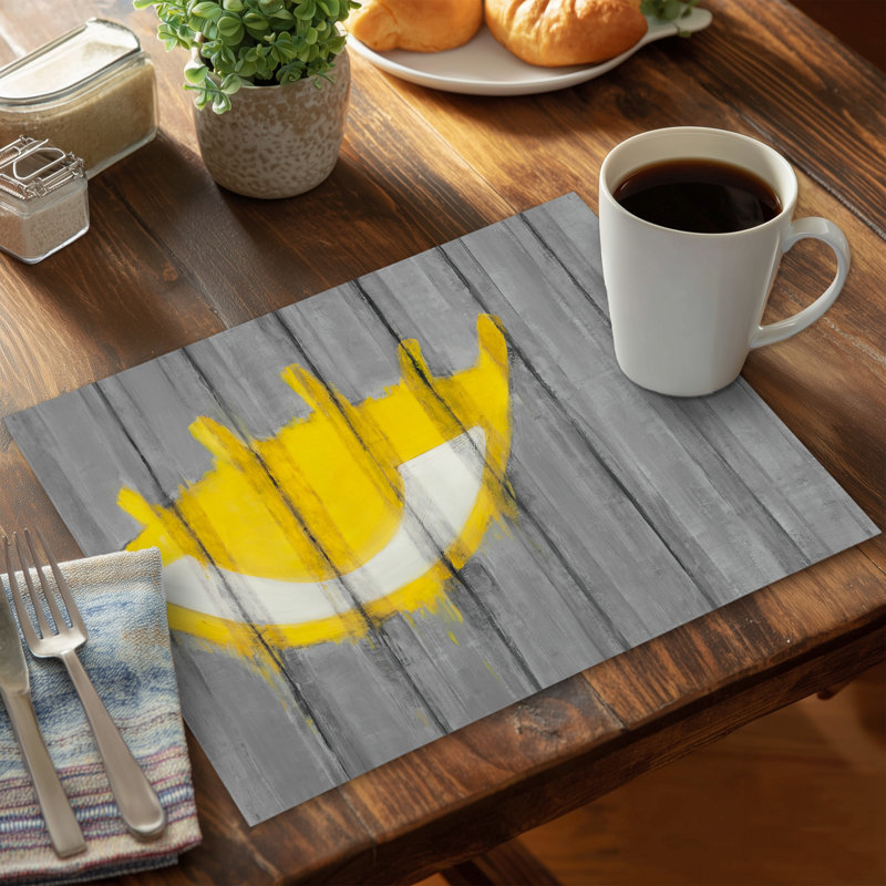 Napperon gris en polyester - Graffiti jaune
