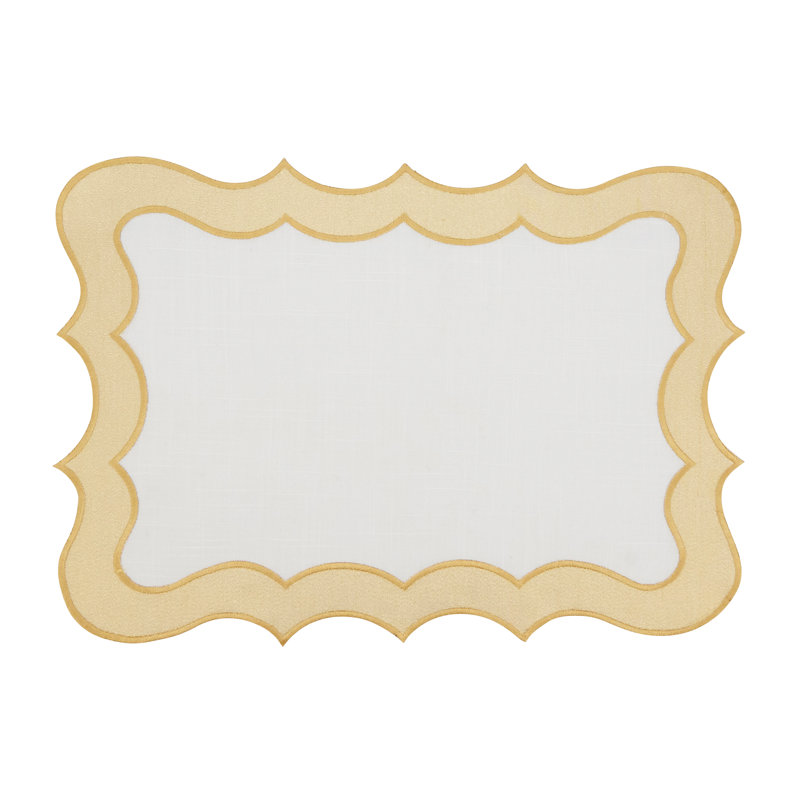 Gold Scallop Edge Fabric Placemats Set of 4