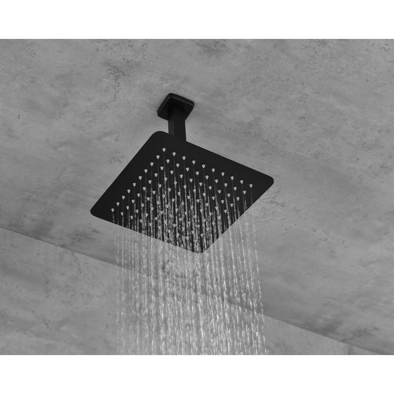 Pomme de douche fixe Rain, Noir mat