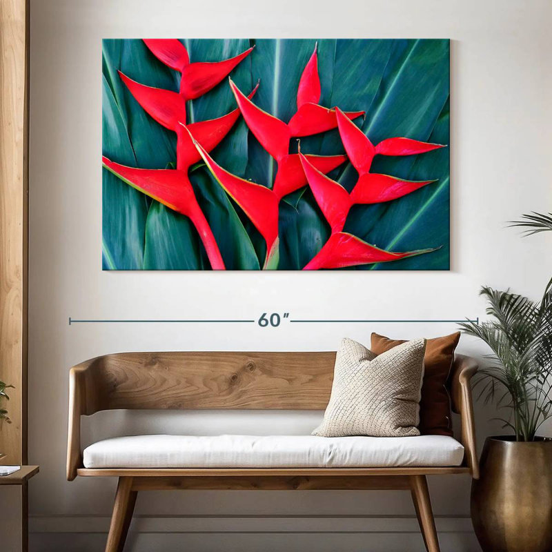 Harnek Bright Red Heliconia, 34" H x 51" W