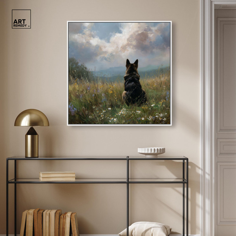 Décoration murale pour animal de compagnie Meadow Watcher IV par Art Remedy, cadre blanc, 30 x 30, H 31 po x l 31 po