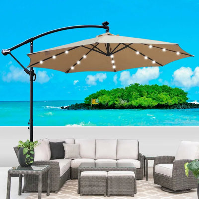 Patio Umbrella With Easy Crank Handle & Adjustable Tilt, Tool-Free Quick Assembly Outdoor Sun Shade Canopy