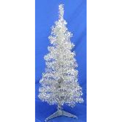 Pre-Lit Artificial Tinsel Christmas Tree - Silver