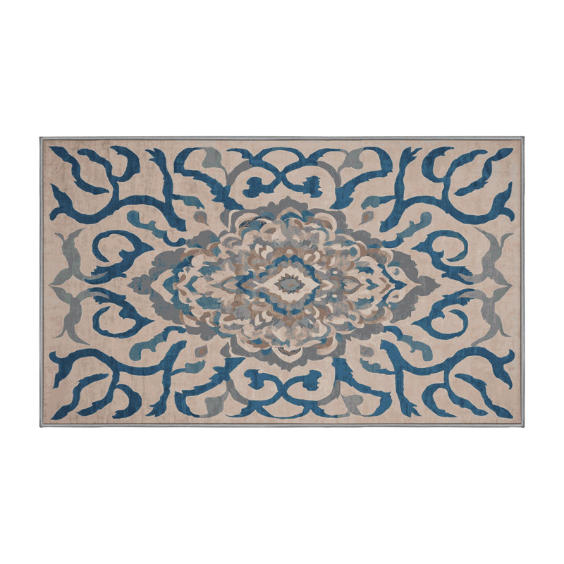 Machine Washable Gray Area Rug, Rectangle 5' x 7'