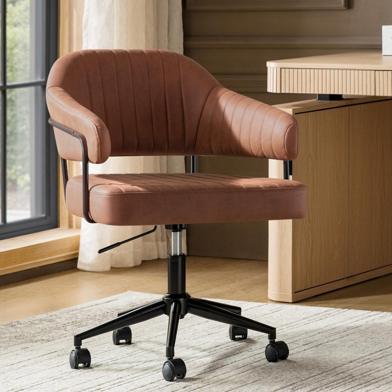 Chaise de bureau pivotante avec similicuir et inclinaison Honor Modern, Rust