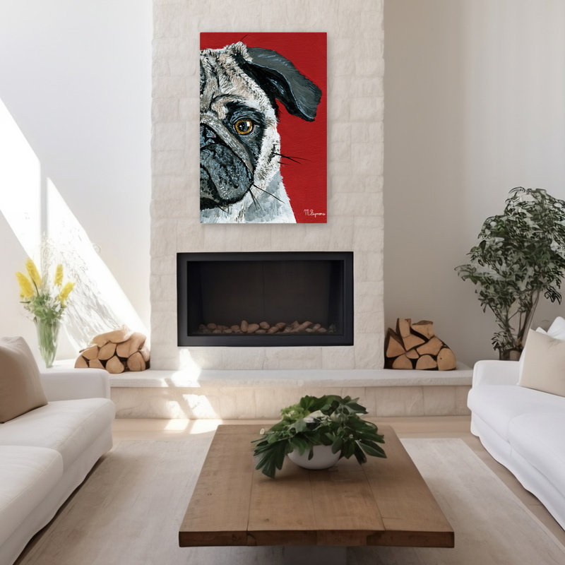 Carlin, art contemporain, chiens, carlin, H 48 po x l 32 po