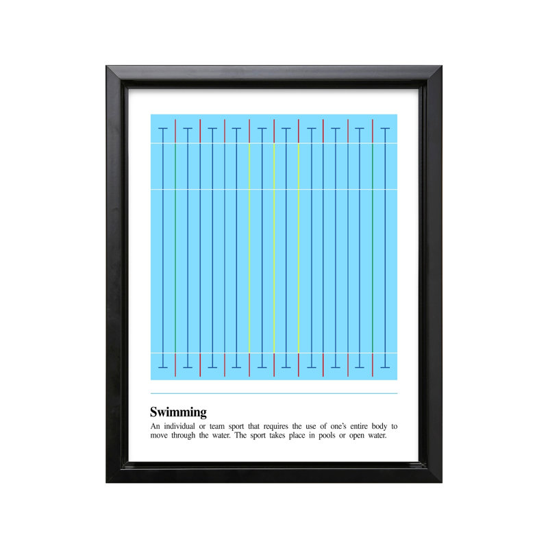 Natation définition, Black Framed, Canvas, 16"H x 20"W