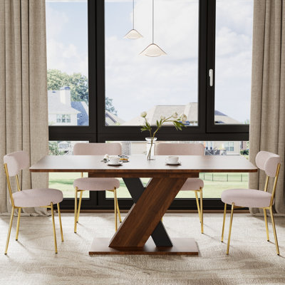 Multifunctional 70.87'' Dining Table Set, Extendable Pedestal Dining Set with Chairs