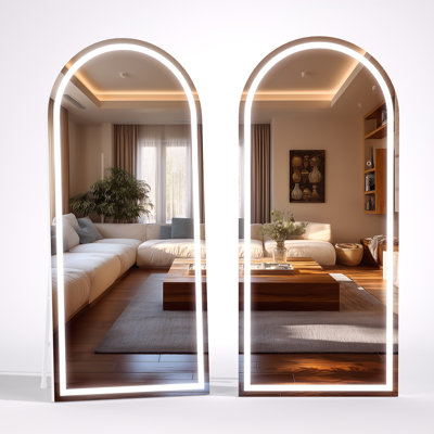Modern & Contemporary Lighted  Arch Full Length Mirror with Temepered Glass & 3 Years Warranty