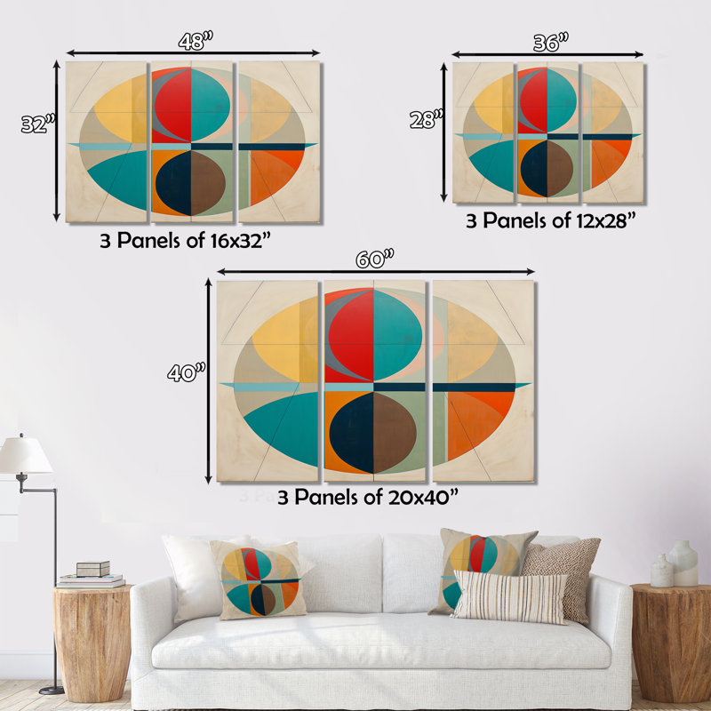 Serendipity, rétro, abstrait Midcentury Geometrics I - ensemble d'art mural moderne sur toile Midcentury